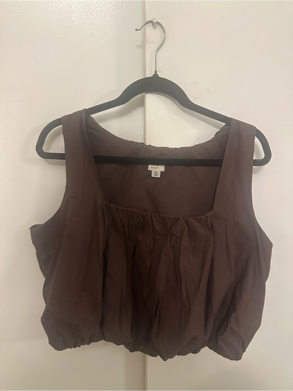 a new day Brown Gathered Crop Tank